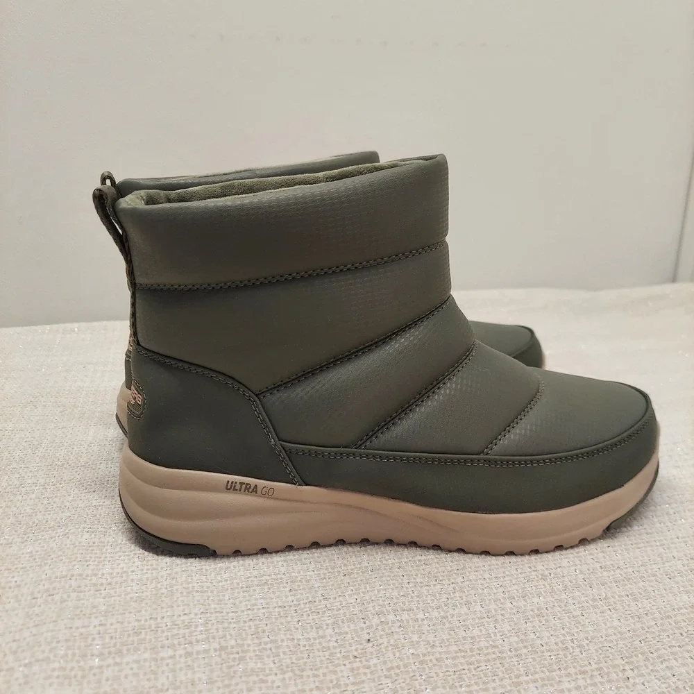 Skechers On-the-GO Olive Green Waterproof Boots 144776 Womens 7